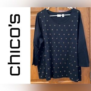 EUC Size 4 Chico’s Zenergy Black Embellished Top